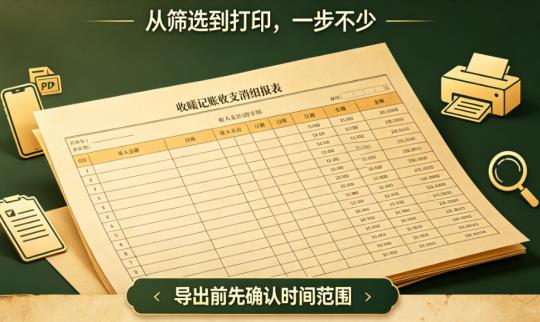 手把手教你！晨曦记账本收支明细这样导出打印，3分钟搞定全年账目